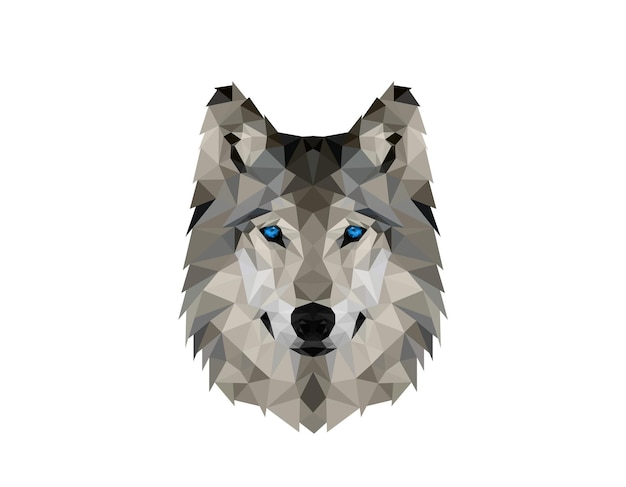 Veelhoekige Wolf Hoofd Logo Ontwerp Illustratie