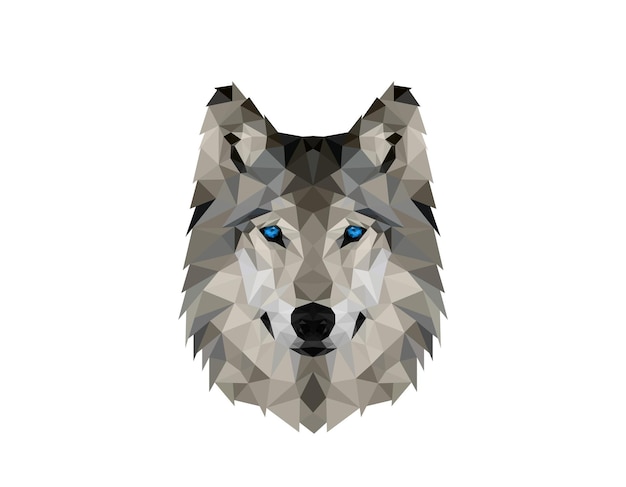 Vector veelhoekige wolf hoofd logo ontwerp illustratie