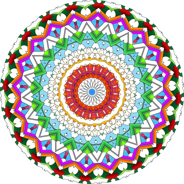 Vector veelkleurige mandala-achtergrond. kleurboek pagina. ongebruikelijke bloemvorm. oosters. thera tegen stress