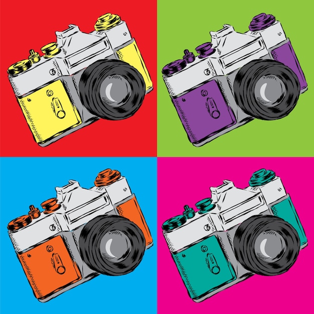 Vector veelkleurige vintage camera's.