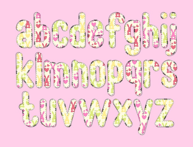 Vector veelzijdige collectie van bunny bliss alphabet letters voor verschillende toepassingen