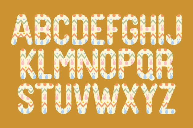 Vector veelzijdige collectie van bunny hop alphabet letters voor verschillende toepassingen