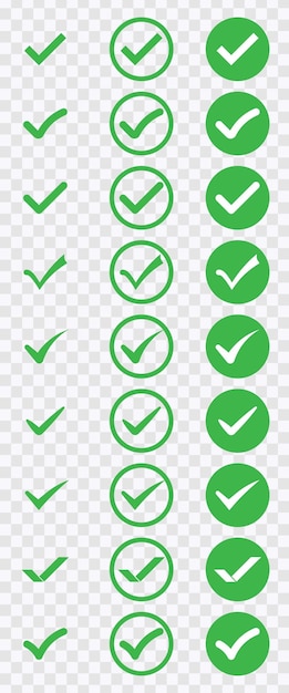Veelzijdige groene checkmark-iconen voor verschillende ontwerpen