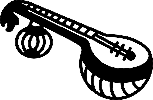 Veena glyph and line vector illustration