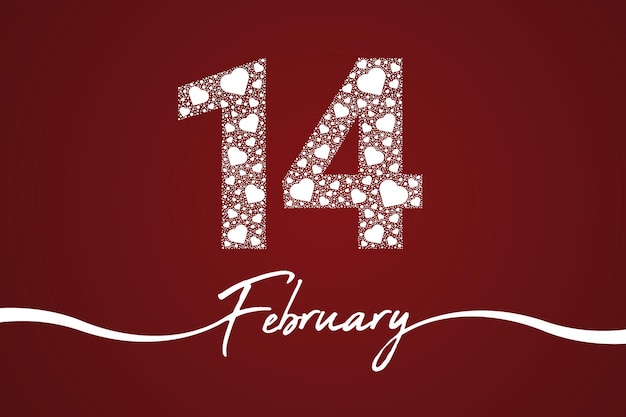 Veertien februari Valentijnsdag belettering banner