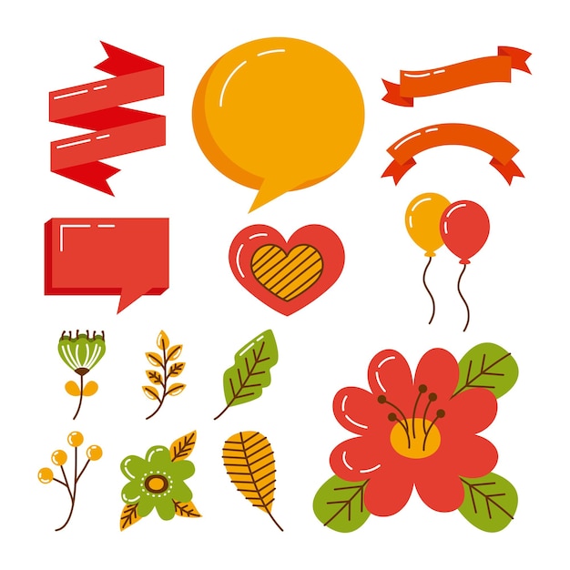 Veertien pictogrammen voor herfstseizoen