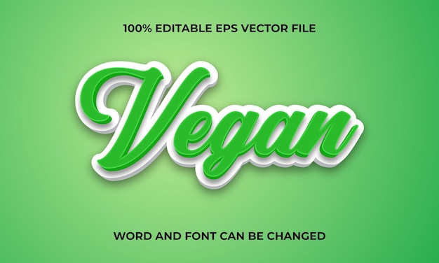 Stile effetto testo 3d vegano effetto testo 3d vegetale vegano fresco sano modificabile