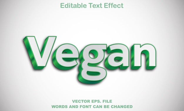 Vegan 3d text effects style editable eps file