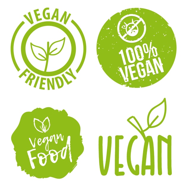 Vettore i badge vegani possono essere utilizzati per la progettazione di imballaggi