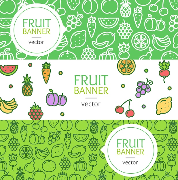 Vegan Banner Flyer Horizontal Set Thin Line Pixel Perfect Art. Материальный дизайн. Векторная иллюстрация