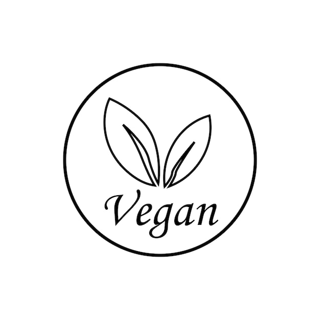 Vegan Bio Ecology Organic logo and icon label tag Green leaf icon on white background