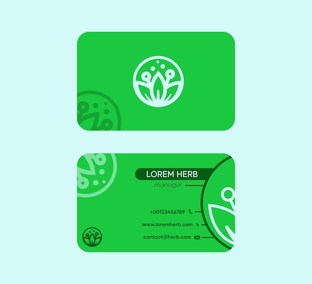 Vegan business card. Health and leaf business card. Original colored business card with unique check