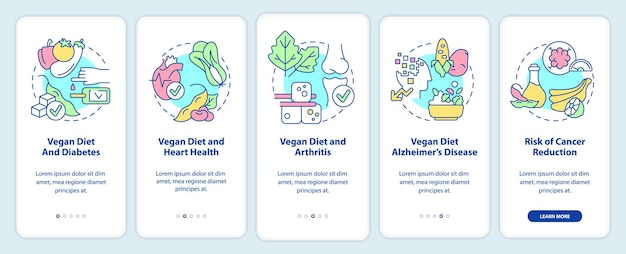 Vegan diet and illnesses onboarding mobile app screen