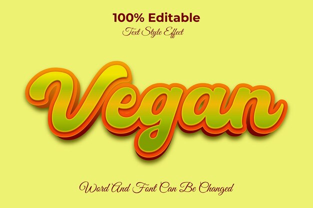 Vettore modello di effetto testo modificabile vegano