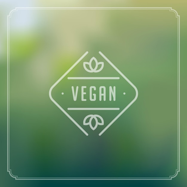 Vegan food diet line icon label logo Organic bio eco symbol