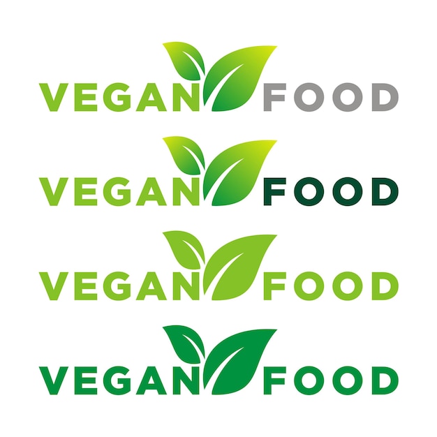 Vegan food leaves label vector