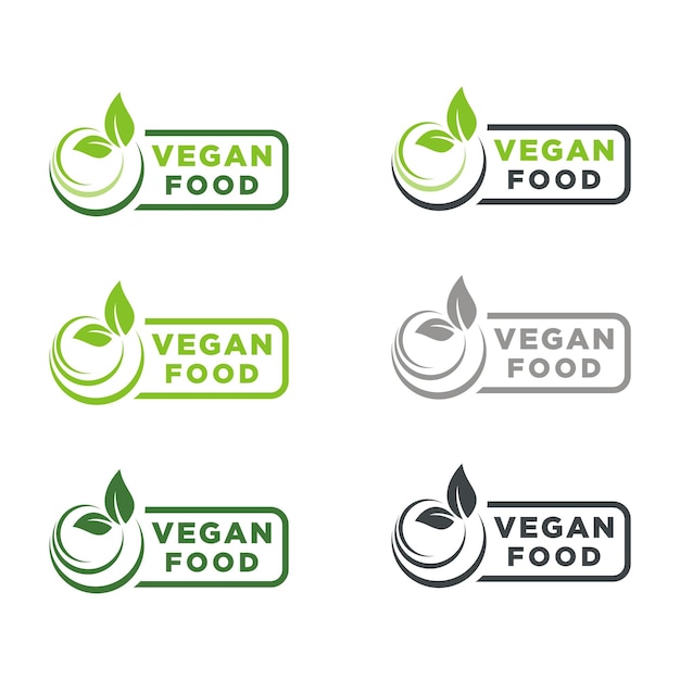 Vegan food leaves label vector