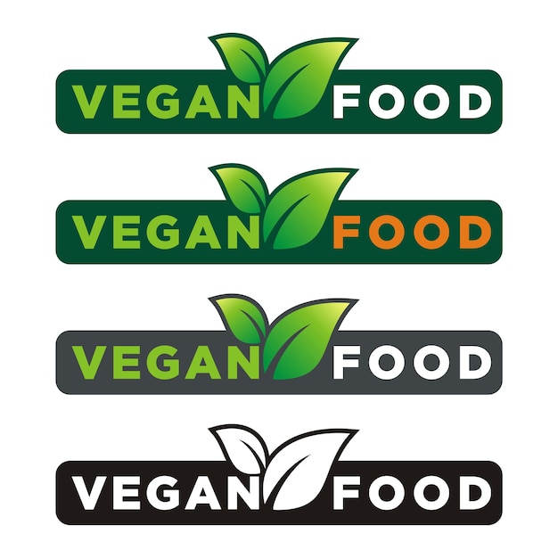 Vegan food leaves label vector