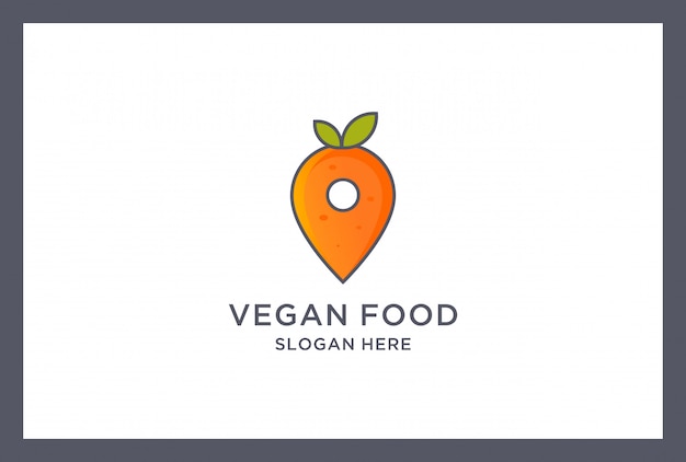 Design del logo cibo vegano. posizione della carota