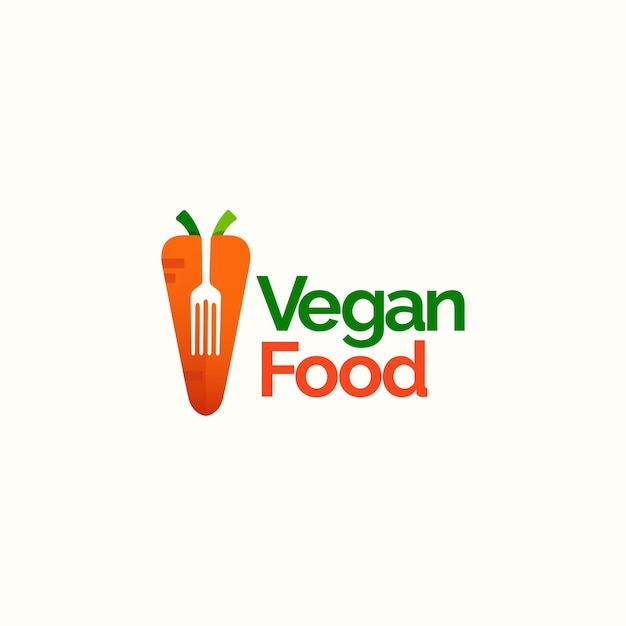 Illustrazione di carota di concetto di design del logo di cibo vegano