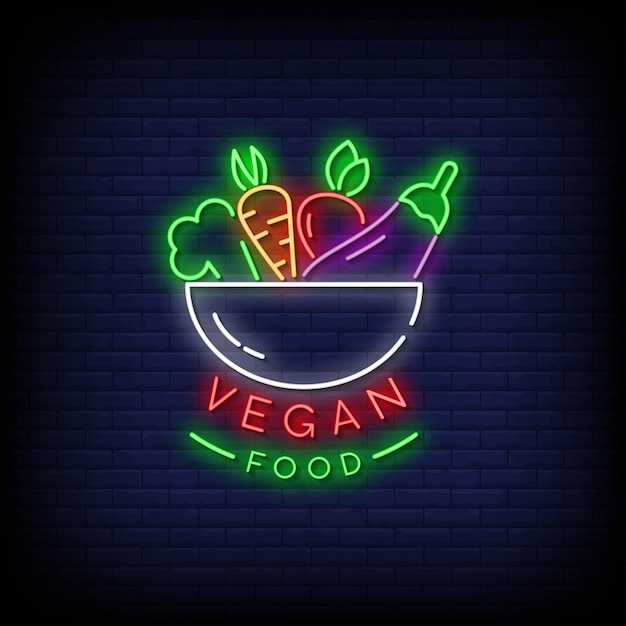 Testo in stile insegne al neon di cibo vegano