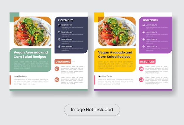 Vegan food recipes instagram post banner template set