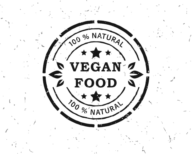 Vegan food sticker, label, badge and logo.black-white ecology icon