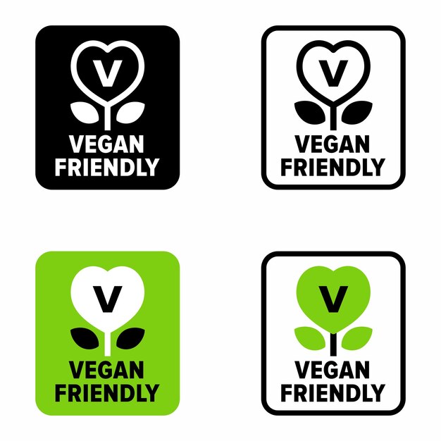 Vector vegan friendly products and healthy nutrition information sign