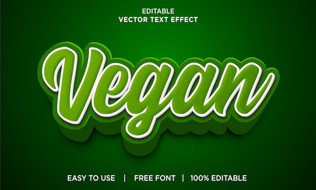 Вектор Веганский зеленый цвет 3d редактируемый текстовый эффект premium psd с фоном
