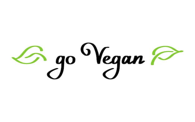 Vegan handdrawn text green vector lettering illustration