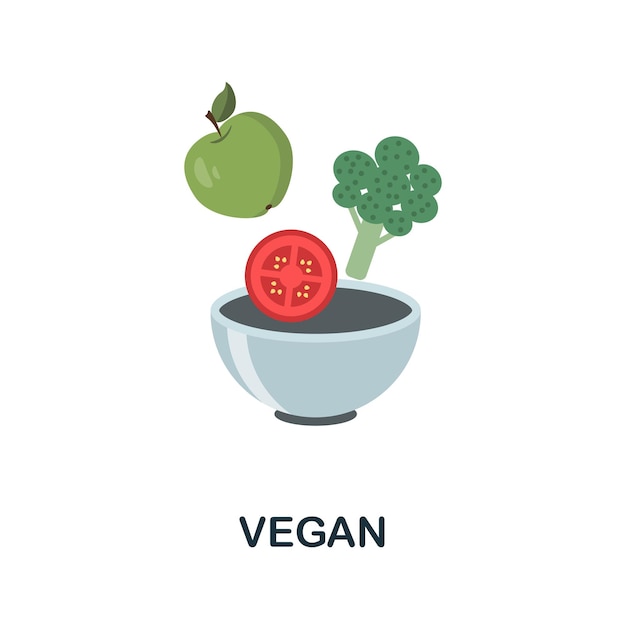 Веганская иконка Элемент плоского знака из коллекции экологически чистых продуктов Креативная веганская иконка для шаблонов веб-дизайна, инфографика и многое другое
