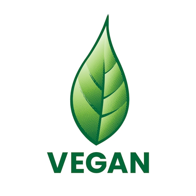 Vegan Icon with Engraved Green Leaves