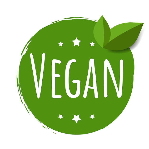 Vegan label geïsoleerd witte achtergrond met verloopnet, vectorillustratie