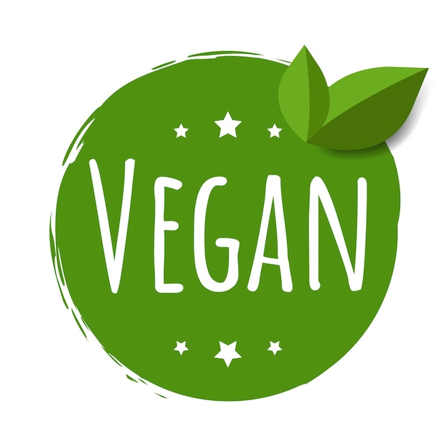 Vector vegan label isolated white background with gradient mesh, vector illustration