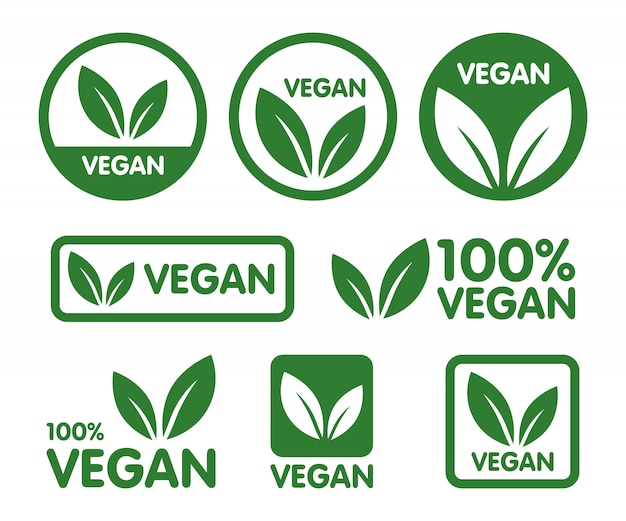 Vegan label set. Bio, Ecology, Organic logos and tags