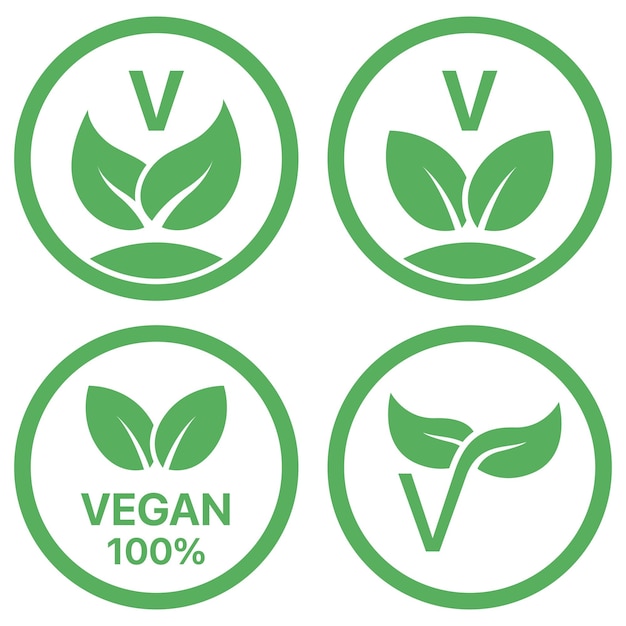 Vector vegan leaves in circles