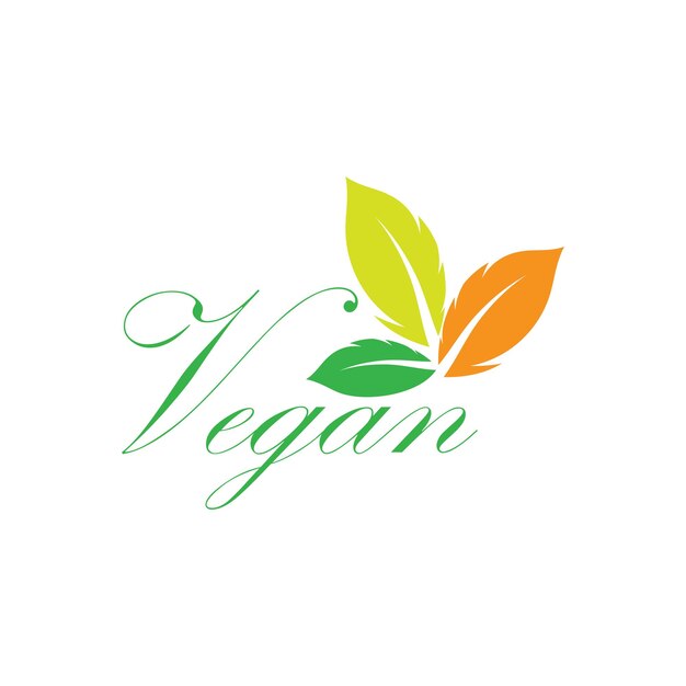 Vegan logo vector template symbol design