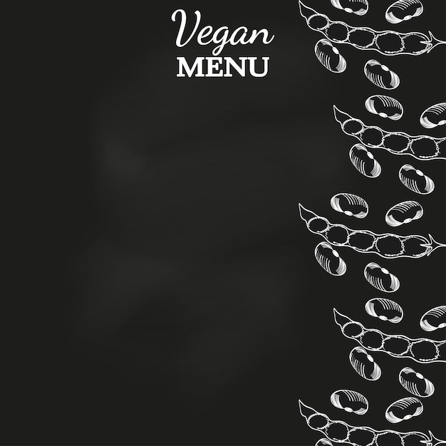 Vettore menu vegano lavagna di semi di soia