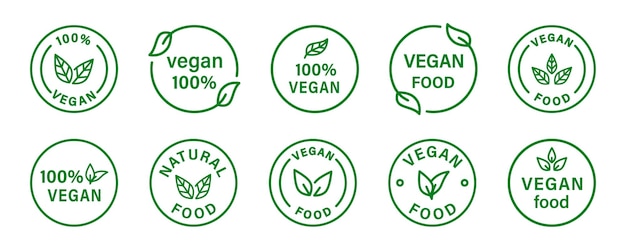 Vector vegan organic icon collection organic eco logo tenplates vegan eco bio icon stock vector