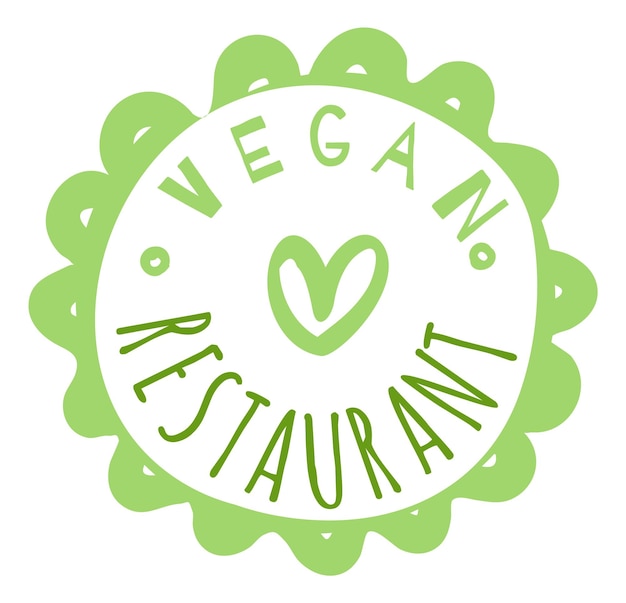 Vector vegan restaraunt logo hand drawn green label
