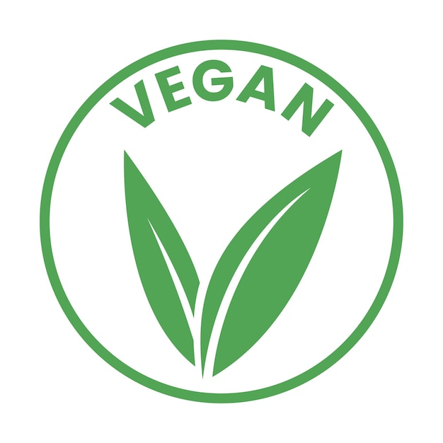 Vector vegan round icon with green leaves icon 1