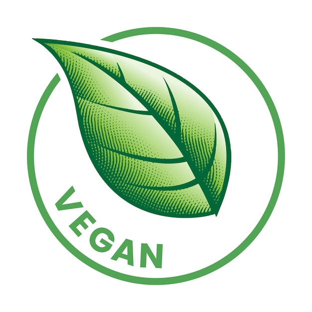 Vegan Round Icon with Green Leaves Icon 7