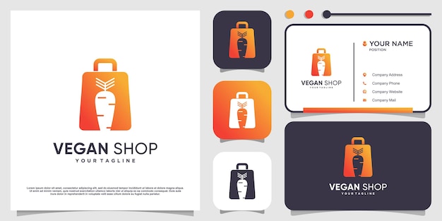 Логотип веганского магазина с концепцией креативного элемента premium векторы