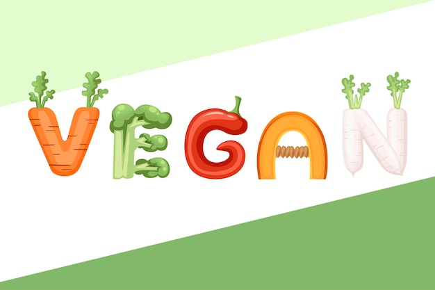 Vector vegan style cartoon vegetable design flat vector illustration on white background.