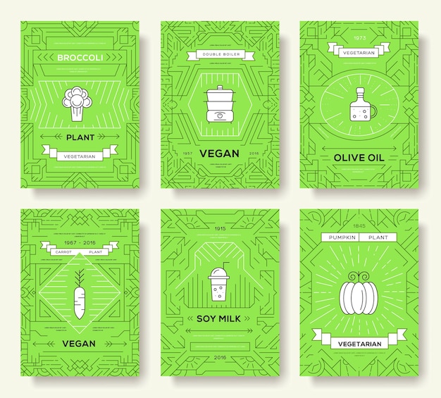 Vegan vector brochure kaarten set