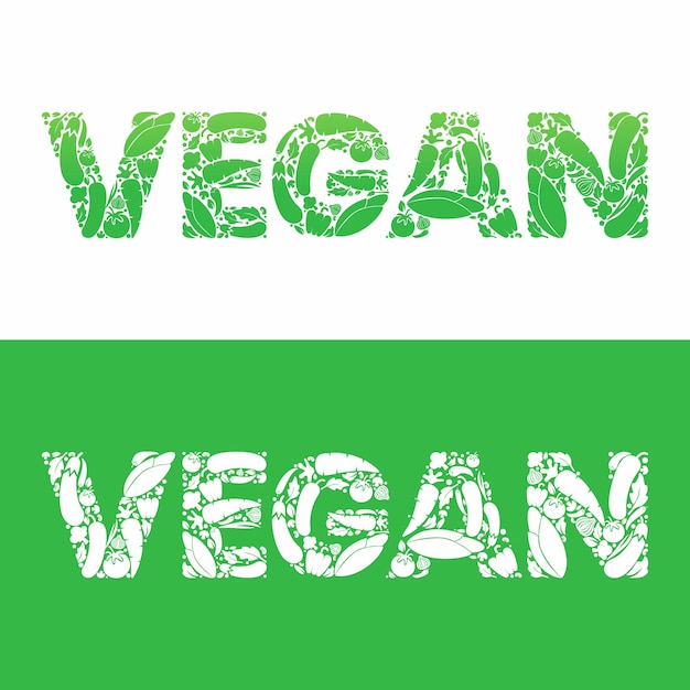 Vector vegan vegetarisch tekst ontwerp vector