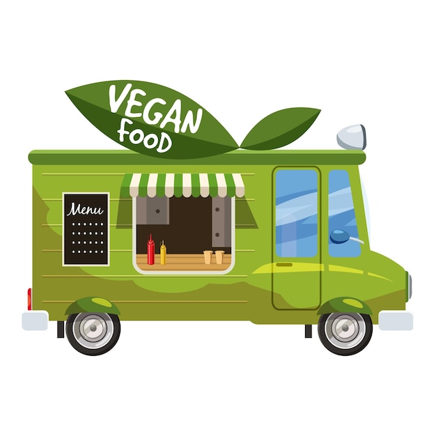 Veganistisch bestelwagen mobiel snackpictogram cartoon illustratie van veganistisch bestelwagen mobiel snack vectorpictogram voor web