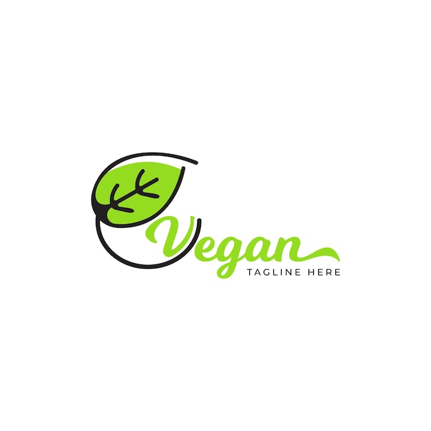 veganistisch logo ontwerpconcept biologisch blad logo sjabloon