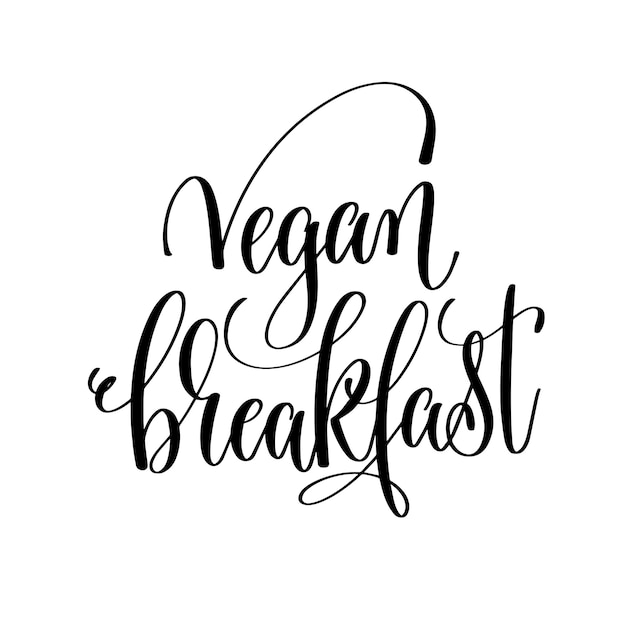 Veganistisch ontbijt met de hand belettering inscriptie op gezond leven vakantieviering voor wenskaart
