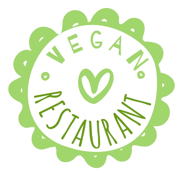 Veganistisch restaurant logo Hand getekend groen label